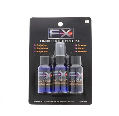 3 Bottle Latex Body Spray - for PREP, CLEAN, AND FINISH - Adults and Kids, Perfect Finish Coat Spray, Ideal for Theater, Halloween, Parties, Cosplays