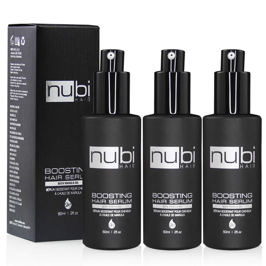 Nubi Hair Silky Smooth Hair Serum for All Hair Types, Contains Marula Oil, Aloe Vera and Vitamin E, Non-Greasy Formula, Boosts Shine and Promotes Hair