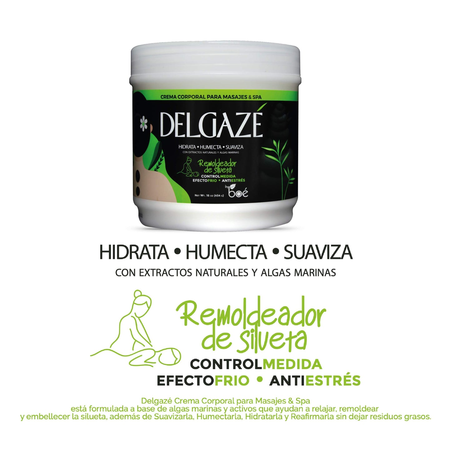 Delgazé Thermoactive Massage Cream & Spa with Seaweed & Natural Extracts – Anti-Stress, Hydrating & Firming Massage Cream for Spa & Home Use – 16 oz