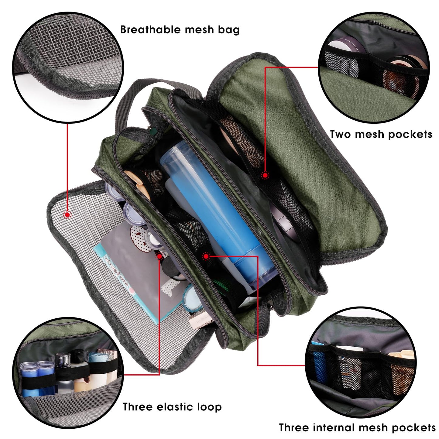 WANDF Travel Toiletry Bag for Men, Small Dopp Kit for Toiletries Beauty and Personal Care WANDF