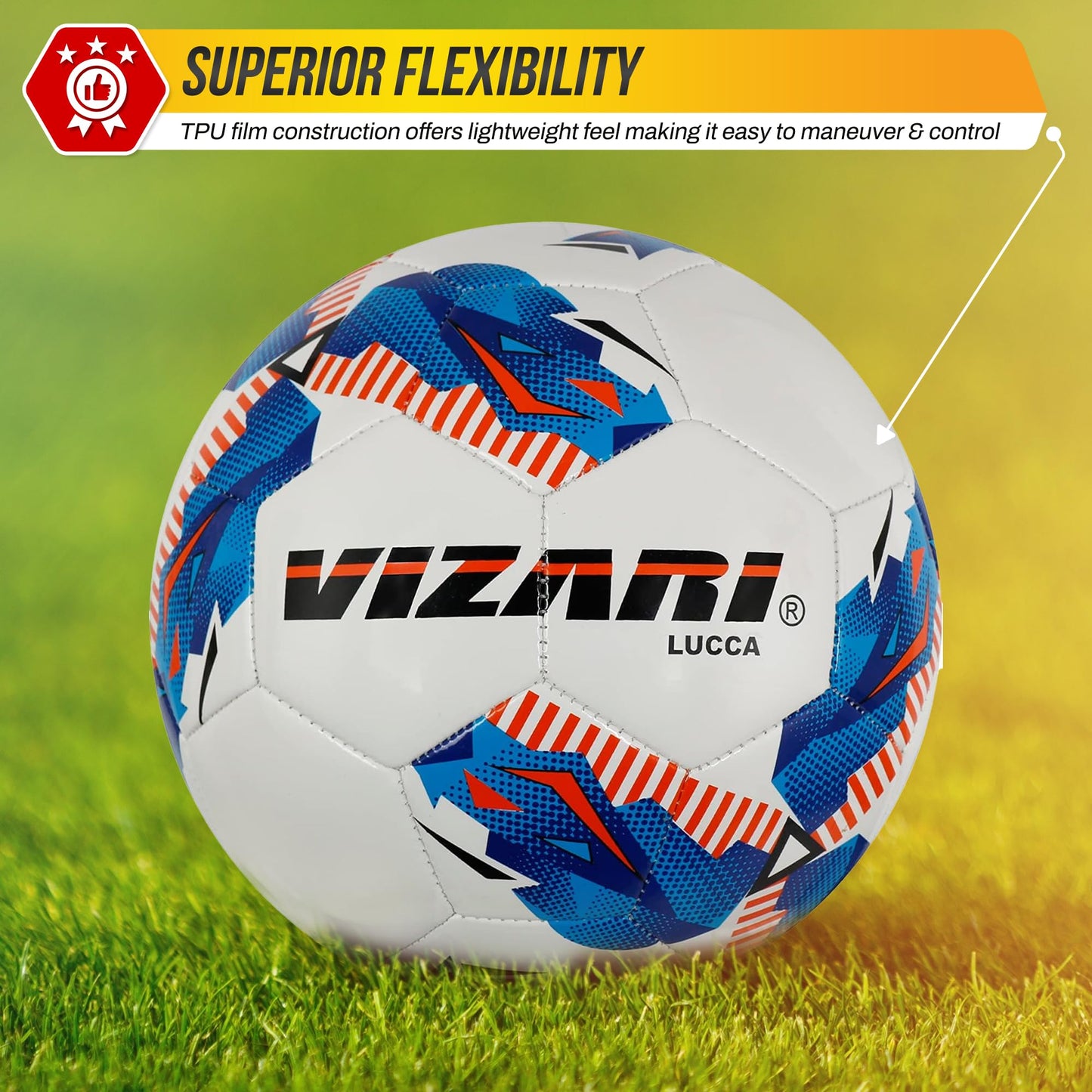 Vizari Lucca Soccer Ball - Size 3,4,5 - for Toddlers, Kids, Youth, Adults - Durable Soccer Ball for Boys, Girls - Practice & Match (Bundle of 1, 6…