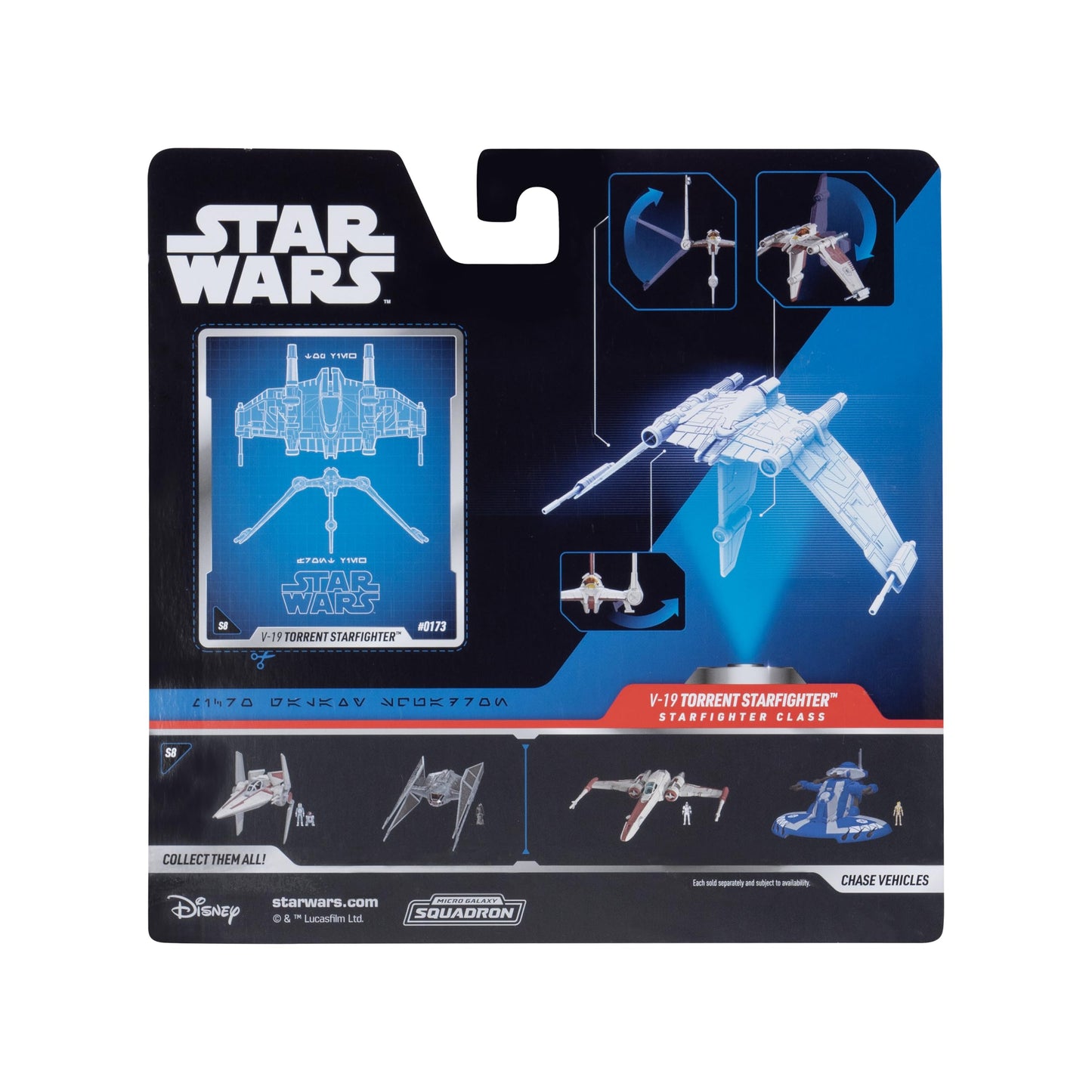 Star Wars Micro Galaxy Squadron V-19 Torrent Starfighter - 5-Inch Vehicle with Folding Wings and Tail Fin Plus 1-Inch Micro Figure Accessory