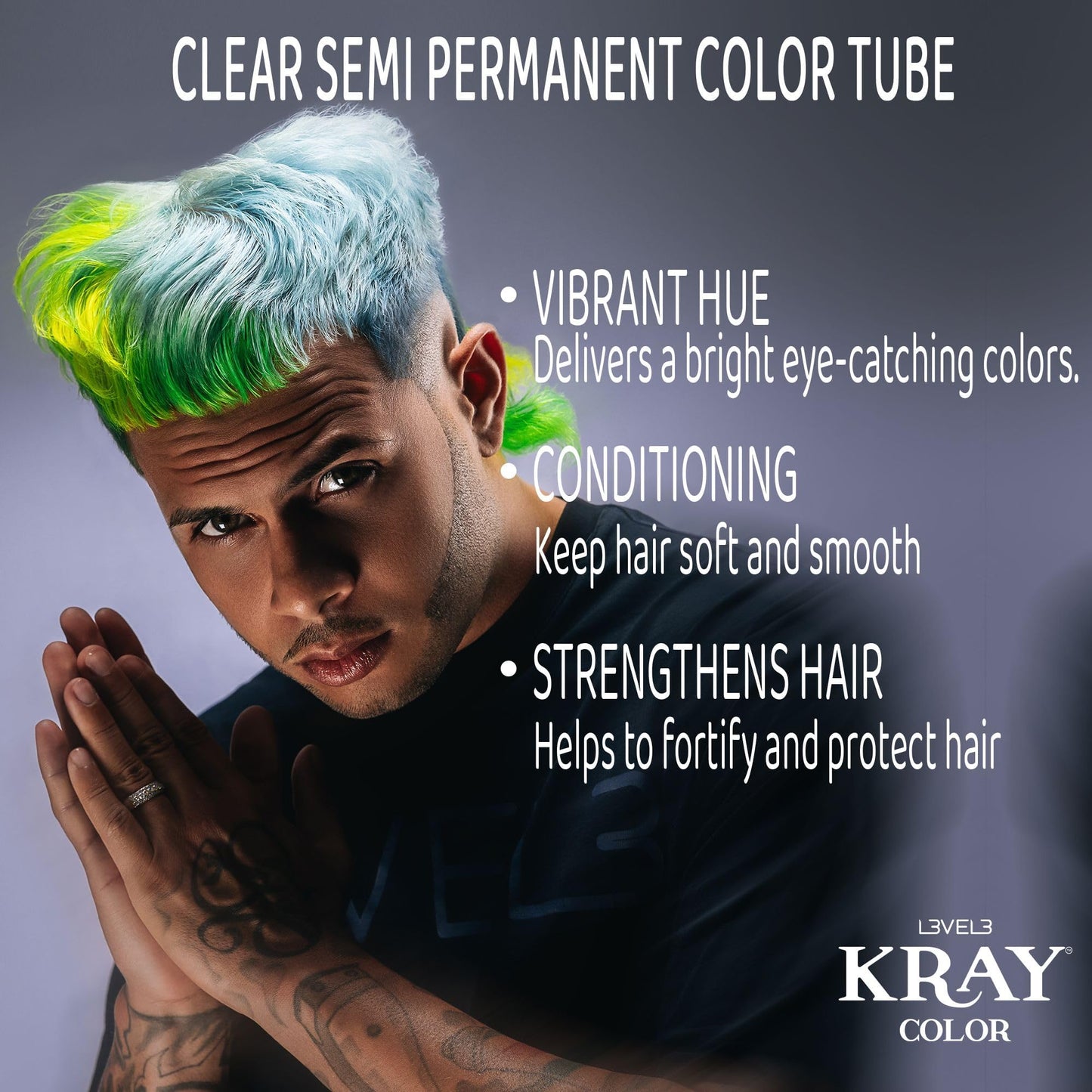 L3 - Level 3 Kray Semi Permanent Hair Color - Semi Permanent Hair Dye with Aloe Vera - Clear