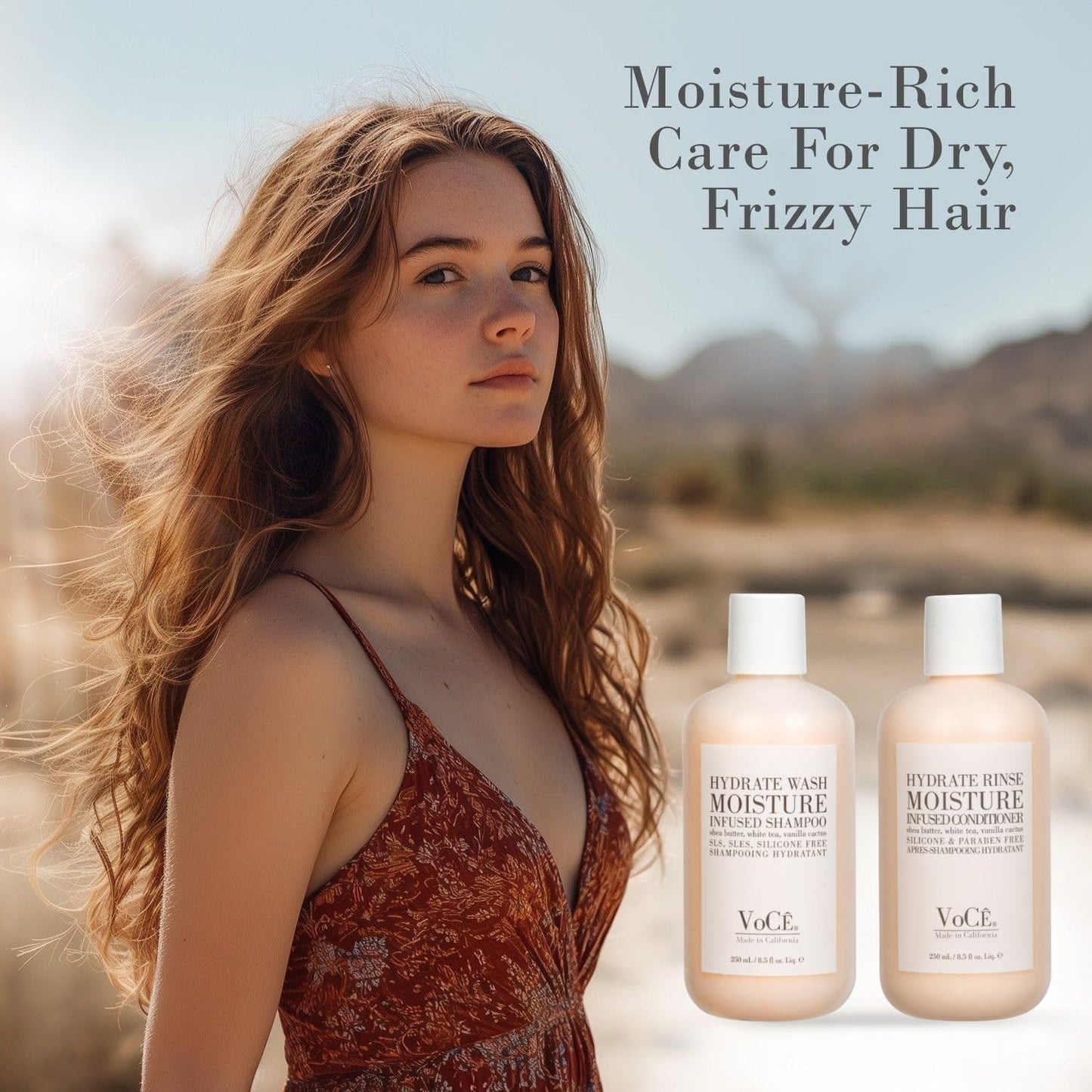 VoCÊ Hydrate Shampoo & Conditioner Bundle | Moisture-Infused Hydrating Wash & Rinse Duo for Dry, Frizzy Hair with Shea Butter, White Tea & Vanilla