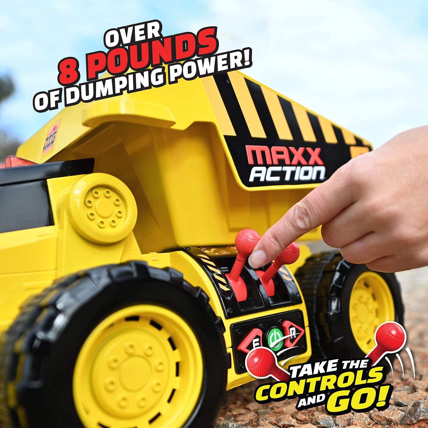 Maxx Action 19'’ 2-N-1 Motorized Dig Rig - Excavator and Dump Truck Toy with Joystick Control for Toddlers | Gift for Kids 3+ | Lights, Sounds &…
