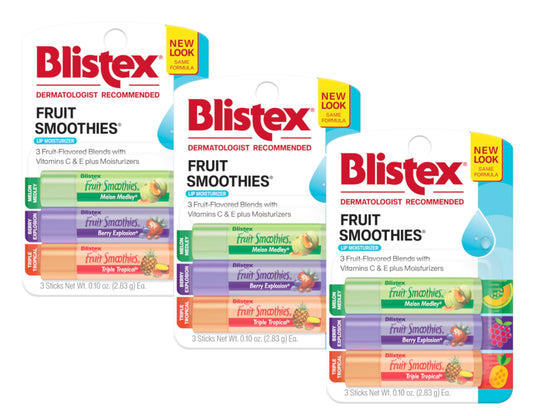 Blistex Fruit Smoothies Lip Moisturizers 3 Sticks 0.10 oz each Pack of 3
