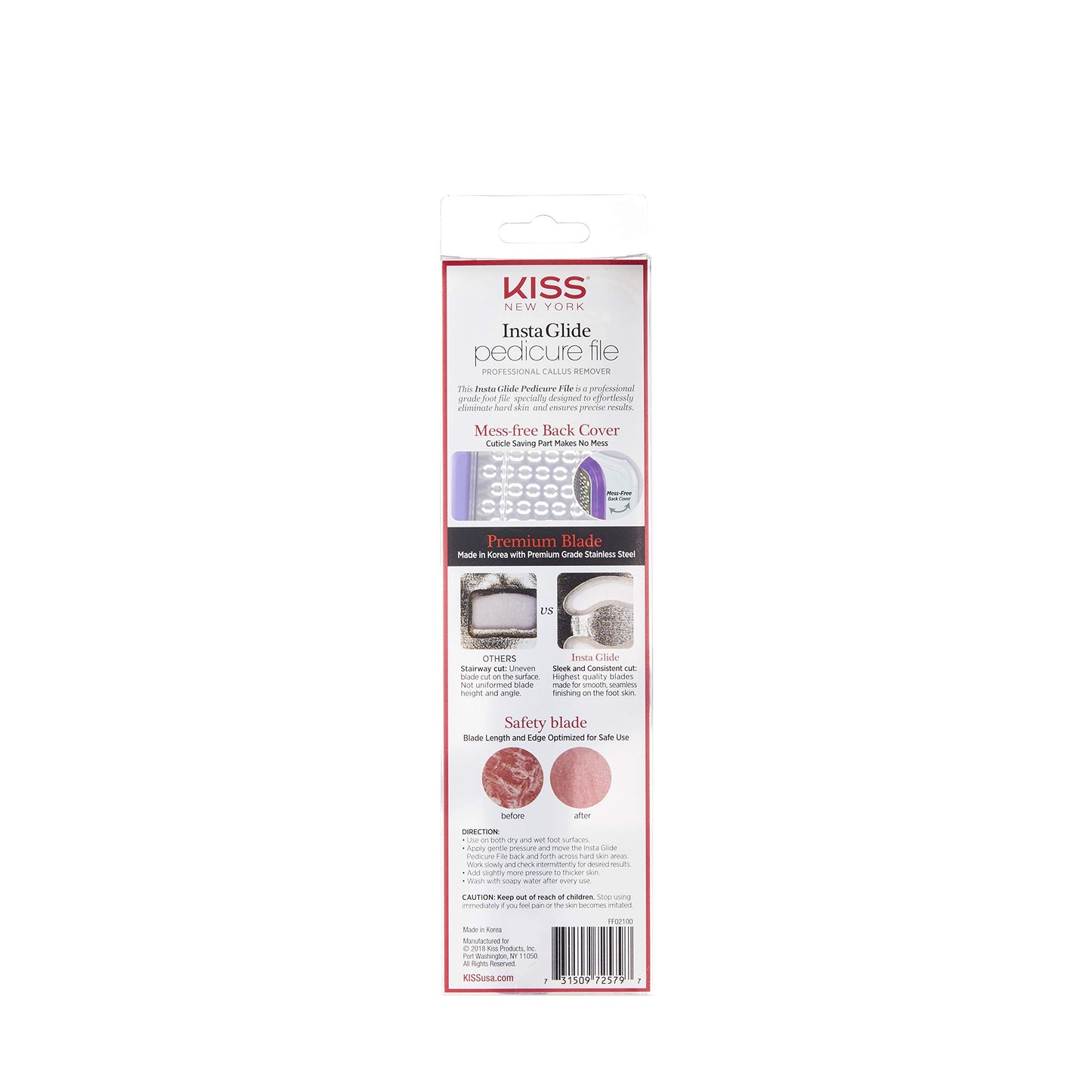 Kiss New York Insta Glide Pedicure File Callus Remover Foot File FF02