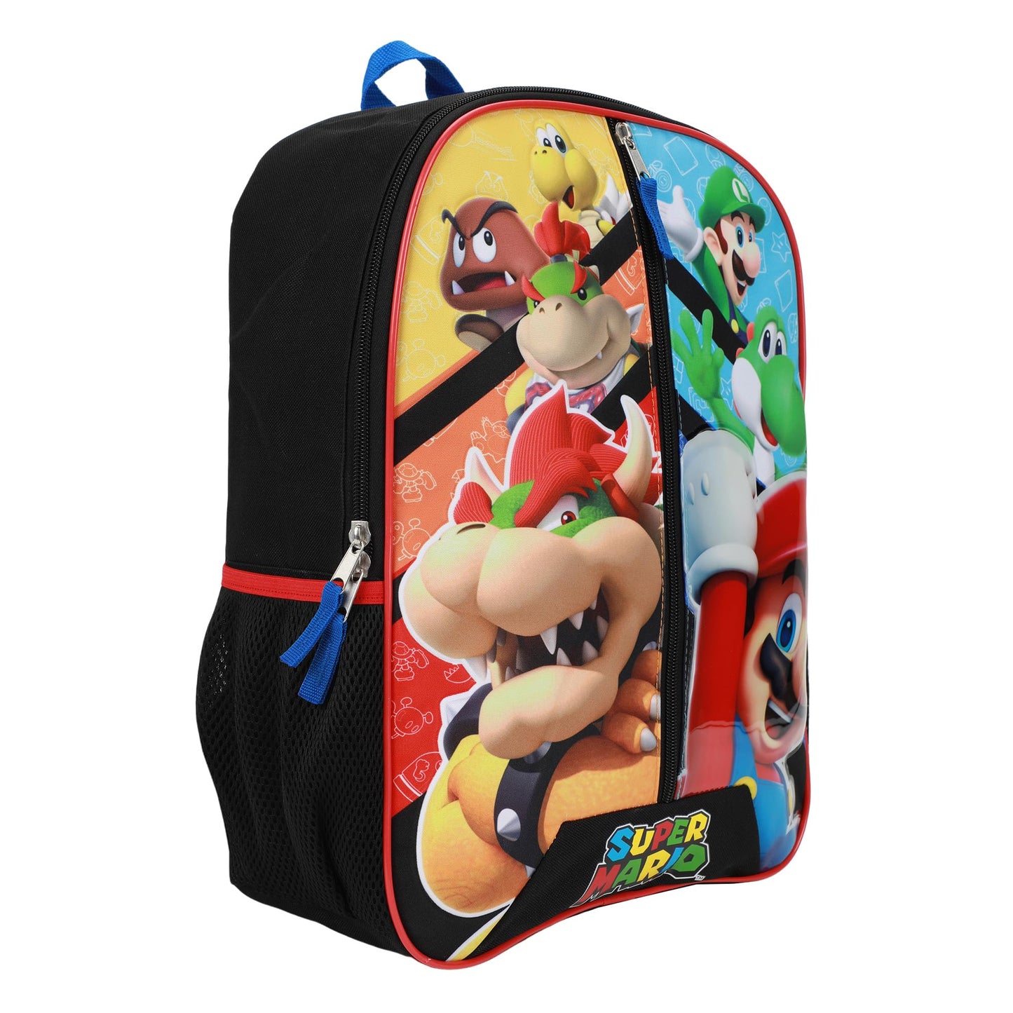 Bioworld Kids' Mario 16" Backpack, Black, Large
