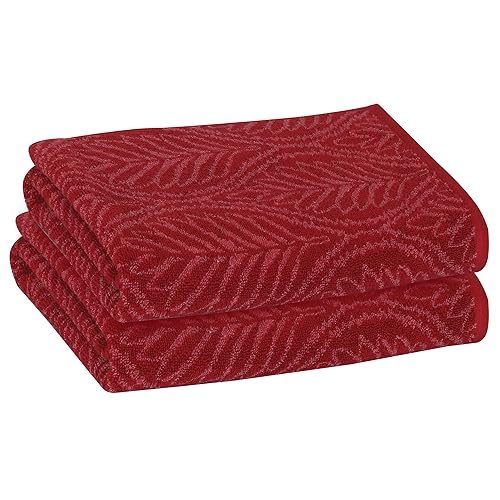PREMIUS 2 Pack Leaf Hand Towel, Bath Towel, and Bath Sheet, 100% Cotton Yarn Dyed, Lux Drying Experience, Great for Hands and Body, Perfect for Spa…