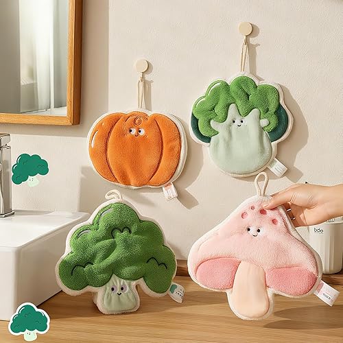 Funny Vegetables Kitchen Towels Decorative Set of 4, Absorbent Kitchen Towels Dish Towel for Home Bathroom Gym Hotel Holiday Décor