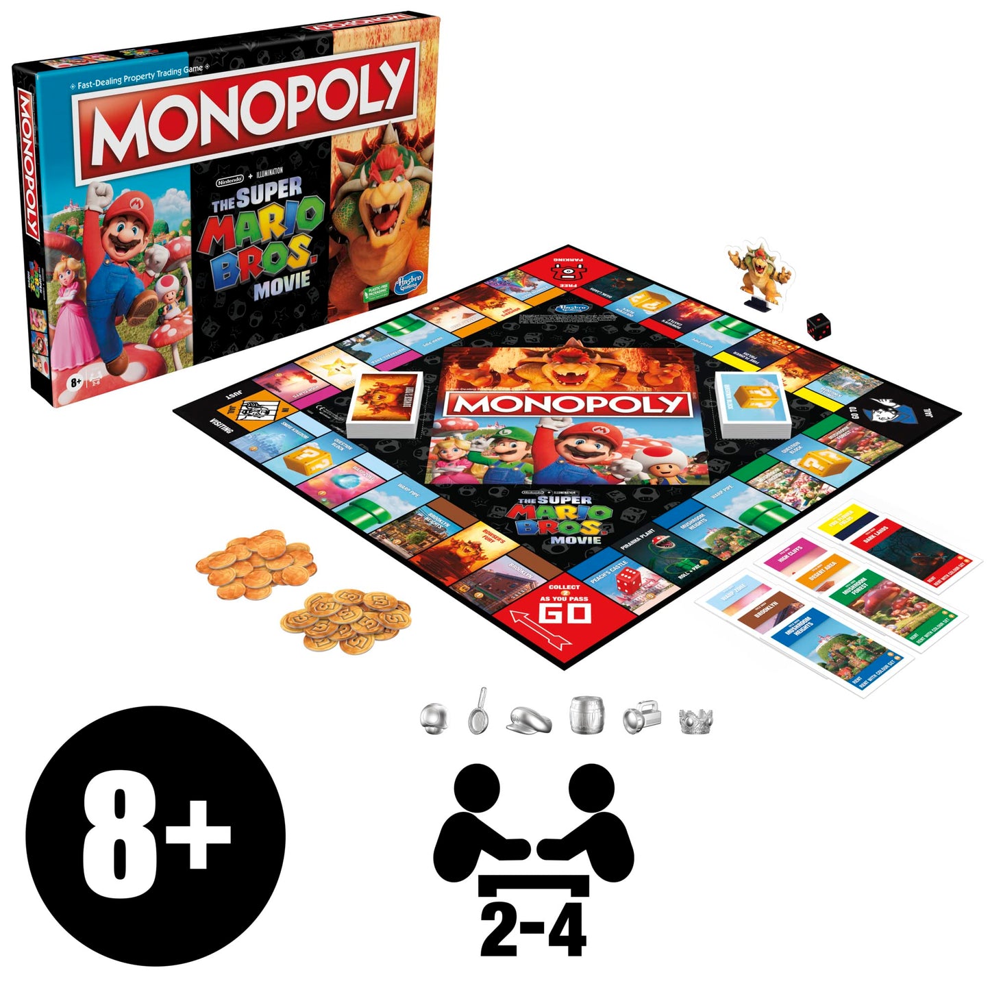 Monopoly The Super Mario Bros. Movie Edition Kids Board Game, Family Games for Super Mario Fans, Ages 8+ (Amazon Exclusive)
