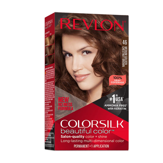 Revlon Colorsilk Beautiful Color Permanent Hair Color, Long-Lasting High-Definition Color, Shine & Silky Softness with 100% Gray Coverage, Ammonia