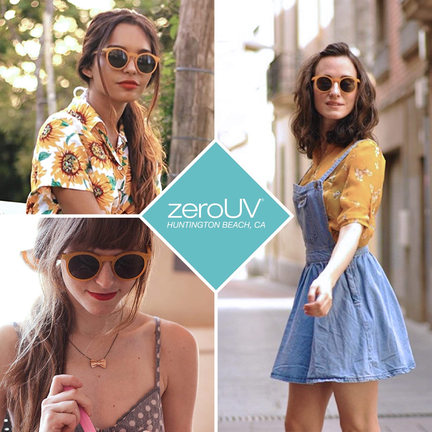 zeroUV - Vintage Retro Horn Rimmed Round Circle Sunglasses with P3 Keyhole Bridge (Black/Green)