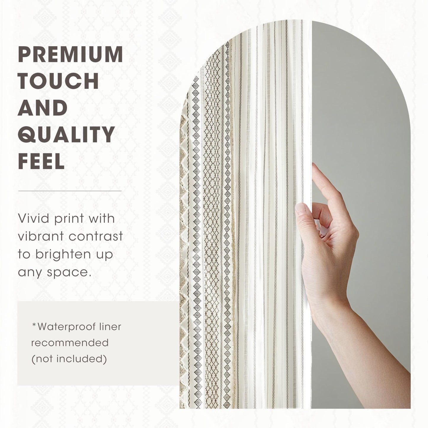 INK+IVY Imani Tufted Chenille 100% Cotton Shower Curtains Machine Washable, Modern Home Bathroom Décor Bathtub Privacy Screen, 72" x 72", Ivory