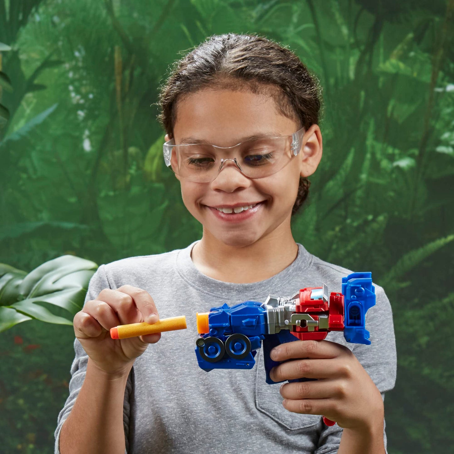 Transformers Toys Rise of The Beasts Movie 2-in-1 Optimus Prime Blaster Powered by Nerf for Ages 6 and Up, 7-inch