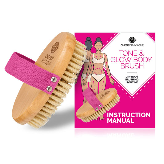 Tone & Glow Body Brush - Dry Brush for Cellulite and Lymphatic Drainage with Natural Bristles for Exfoliation and Skin Tightening Beauty and Personal Care Cheeky Physique