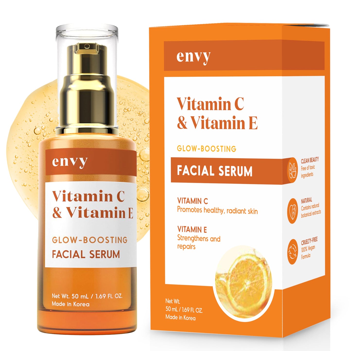 Envy Vitamin C Serum with Vitamin E & Glycerin - Skin, Dark Spot Reduction & Anti-Aging, Dermatologist Tested, Hydrating Glass Skin Serum