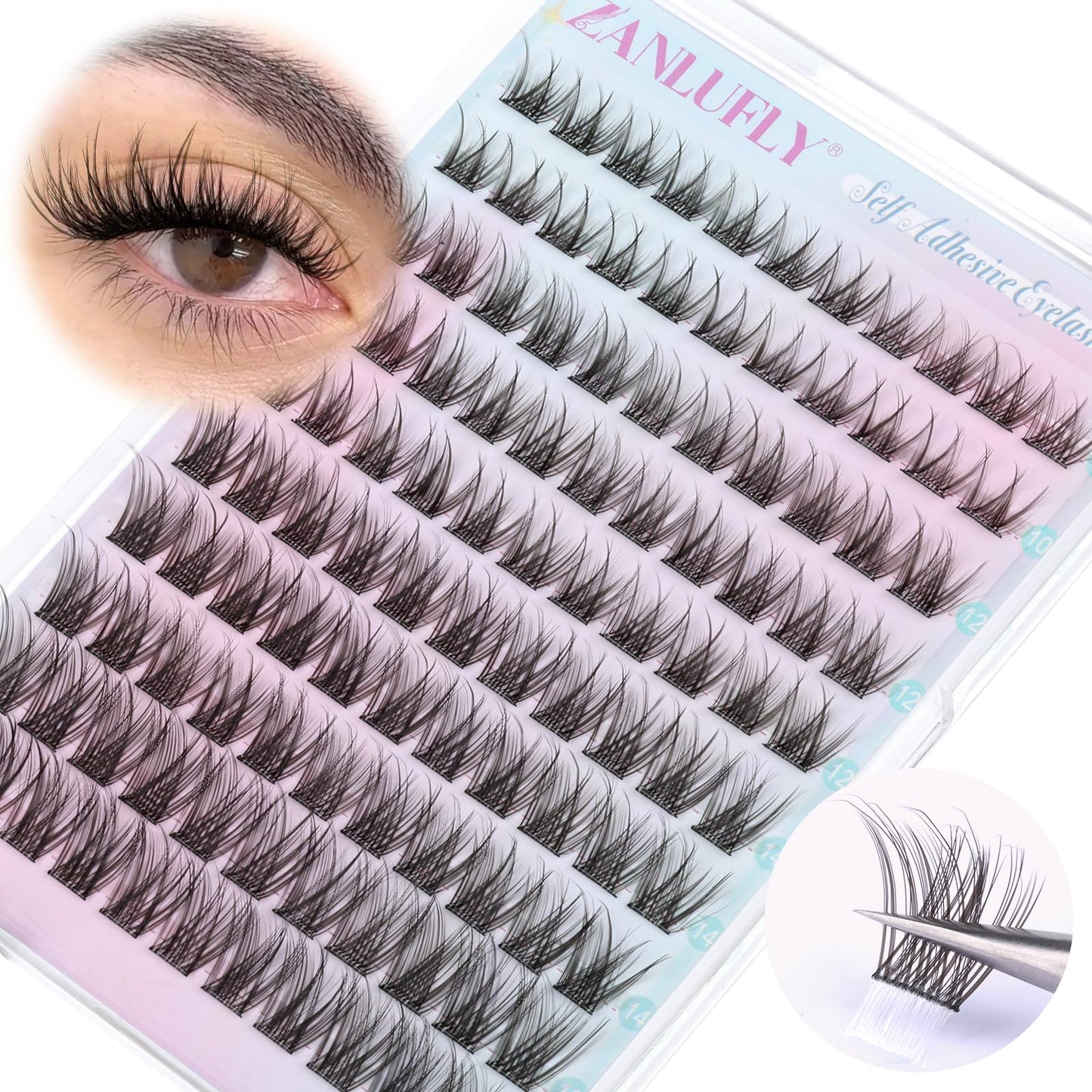 Self Adhesive Eyelashes Natural Self Adhesive Lash Clusters Pre glued Eyelash Clusters zanlufly No Glue Needed Lashes Wispy C-curly Cluster Eyelash Beauty and Personal Care zanlufly Default Title