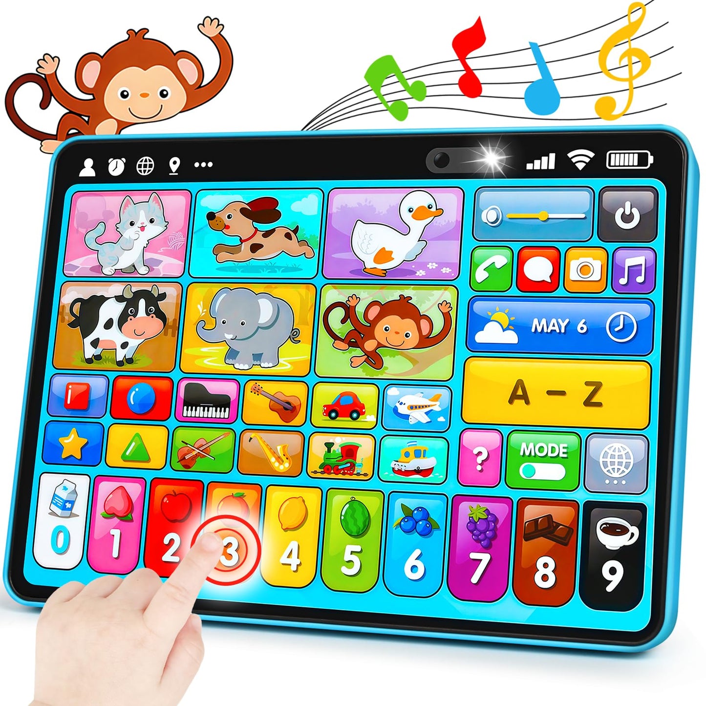 Learning Tablet for Toddlers 1–3 | Trilingual Musical Toy with Sounds & Speech Therapy | Montessori Educational Gift for Boys & Girls 12–36M