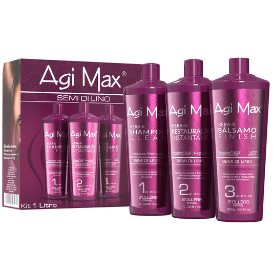 Agi Max Brazilian Keratin Hair Treatment Kit 1000ml - 3 Steps - The Best Straightening!