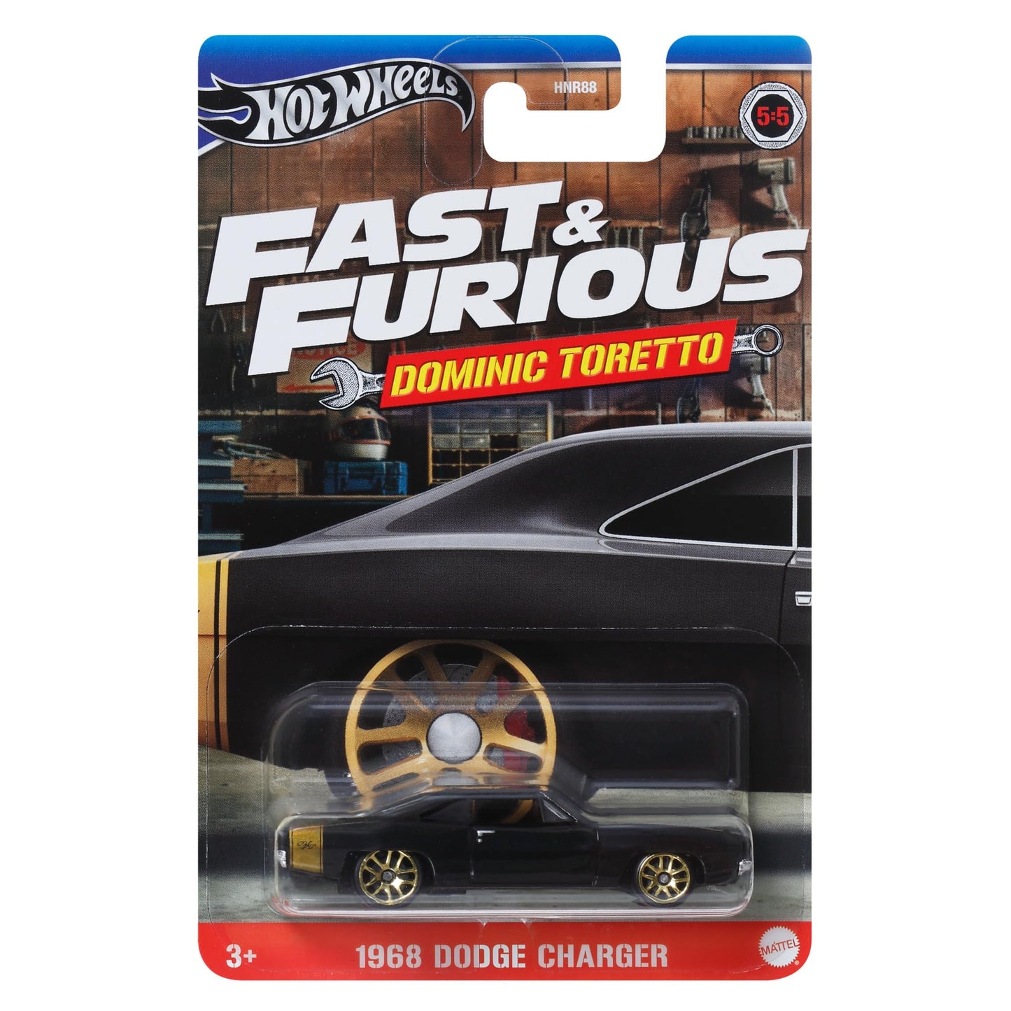 Hot Wheels Fast and FURIOUS Dominic Toretto Auto 1968 DODGE CHARGER Model Die Cast Scale 1:64 - Length 7 cm - HRW49