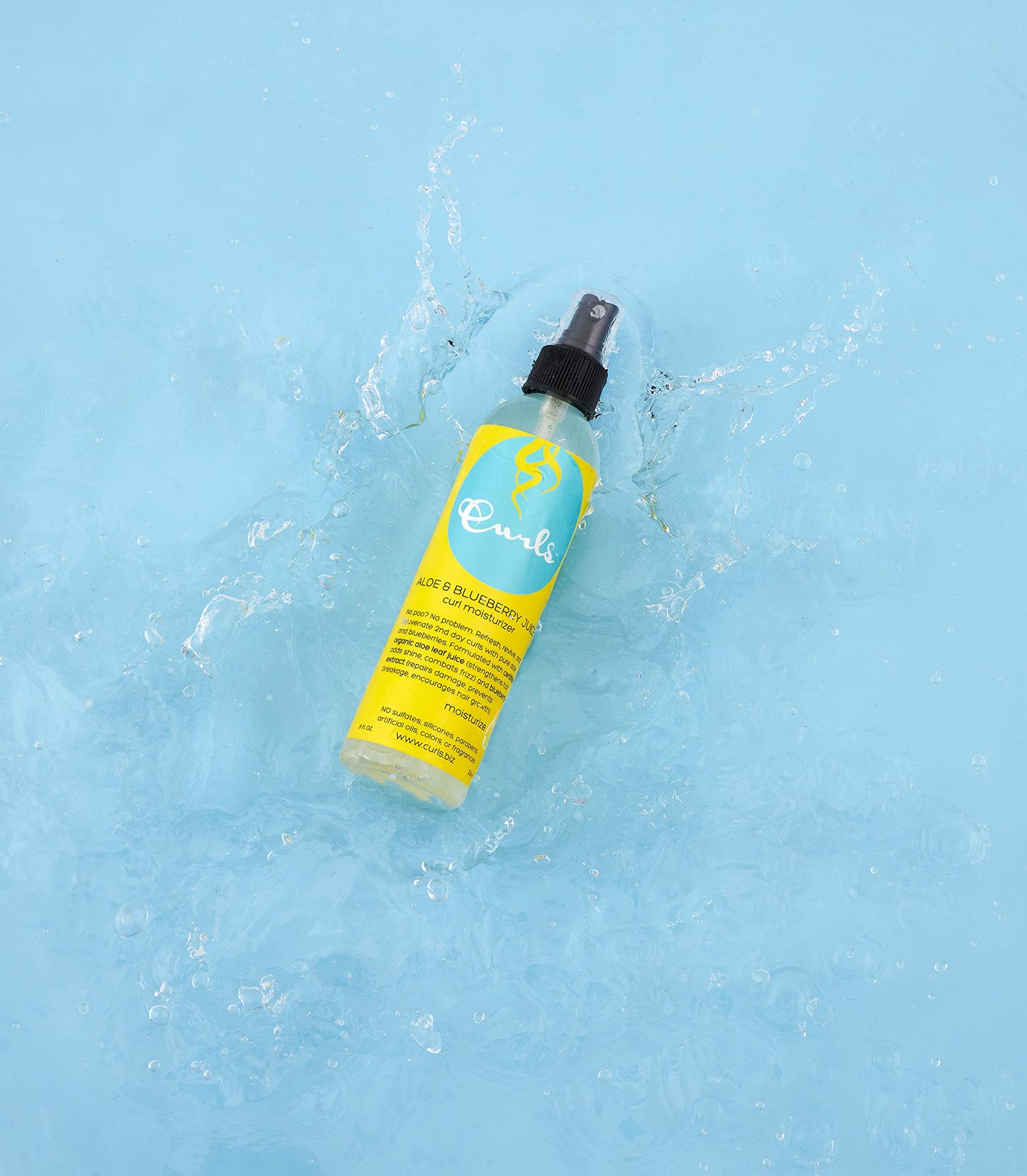 CURLS Aloe & Blueberry Juice Curl Moisturizer (8oz) Curl Refresher Spray for Curly Hair with Organic Blueberries Extract and Aloe Leaf Juice to Revive