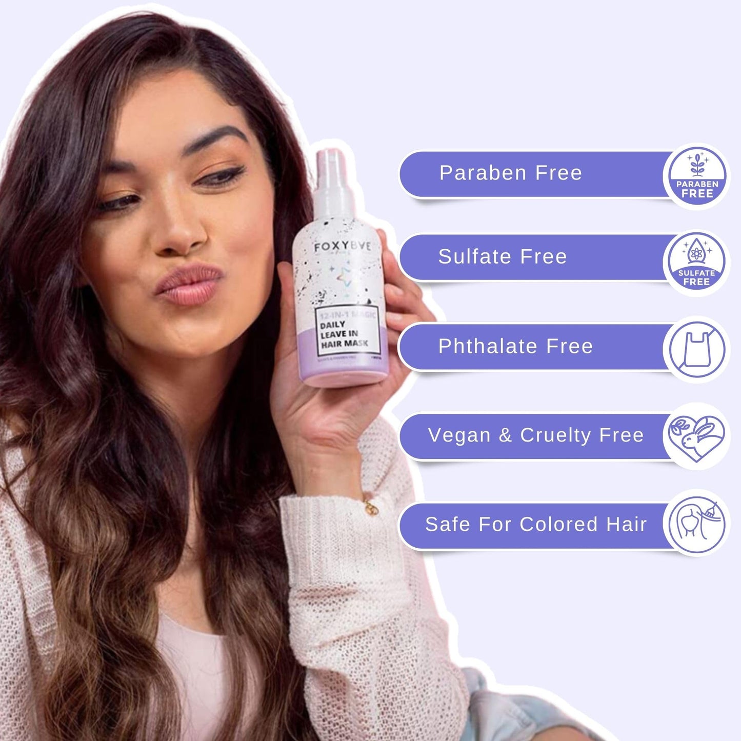 FoxyBae Hair Mask for Dry Damaged Hair and Growth - Overnight Hair Mask Treatment with Biotin & Shea Moisture - 8 Oz, Leave-in Conditioner Spray