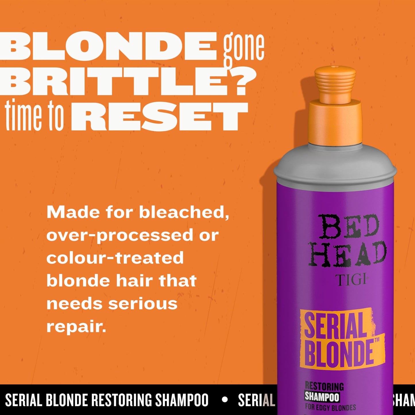 TIGI Bed Head Serial Blonde Restoring Shampoo for Damaged Blonde Hair, Hydrolyzed Keratin, 20.29 fl oz