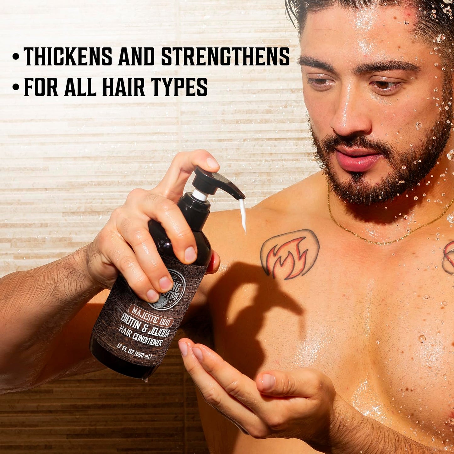 Viking Revolution Majestic Oud Mens Shampoo and Conditioner Set with Biotin and Jojoba Oil - Natural Hair Shampoo and Hair Conditioner for Men