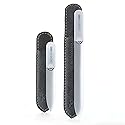 GERMANIKURE 2 Pc Gray Glass Nail File Set with Suede Sleeves - Fingernail File & Small Travel Nail File - Professional Manicure & Pedicure Kit