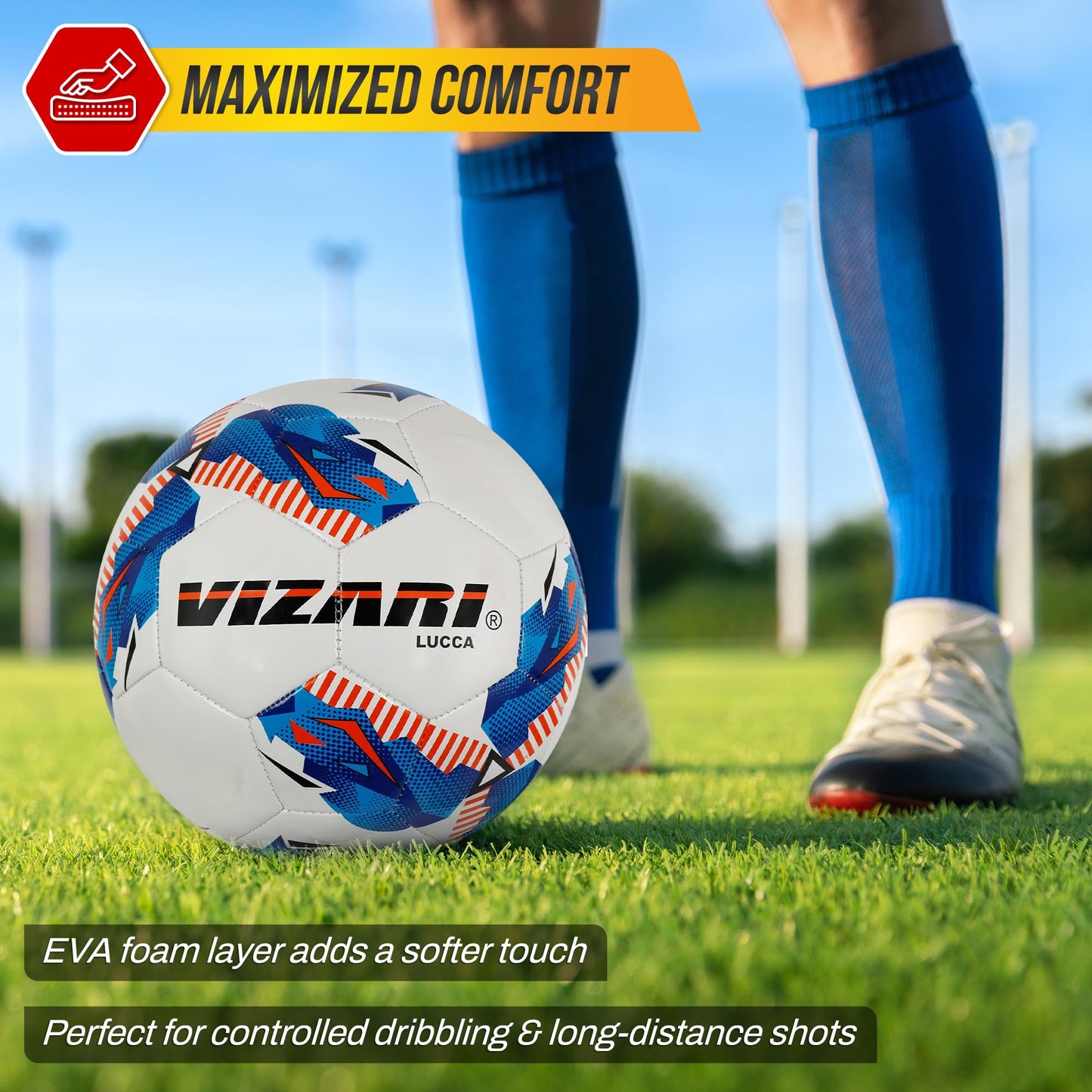 Vizari Lucca Soccer Ball - Size 3,4,5 - for Toddlers, Kids, Youth, Adults - Durable Soccer Ball for Boys, Girls - Practice & Match (Bundle of 1, 6…