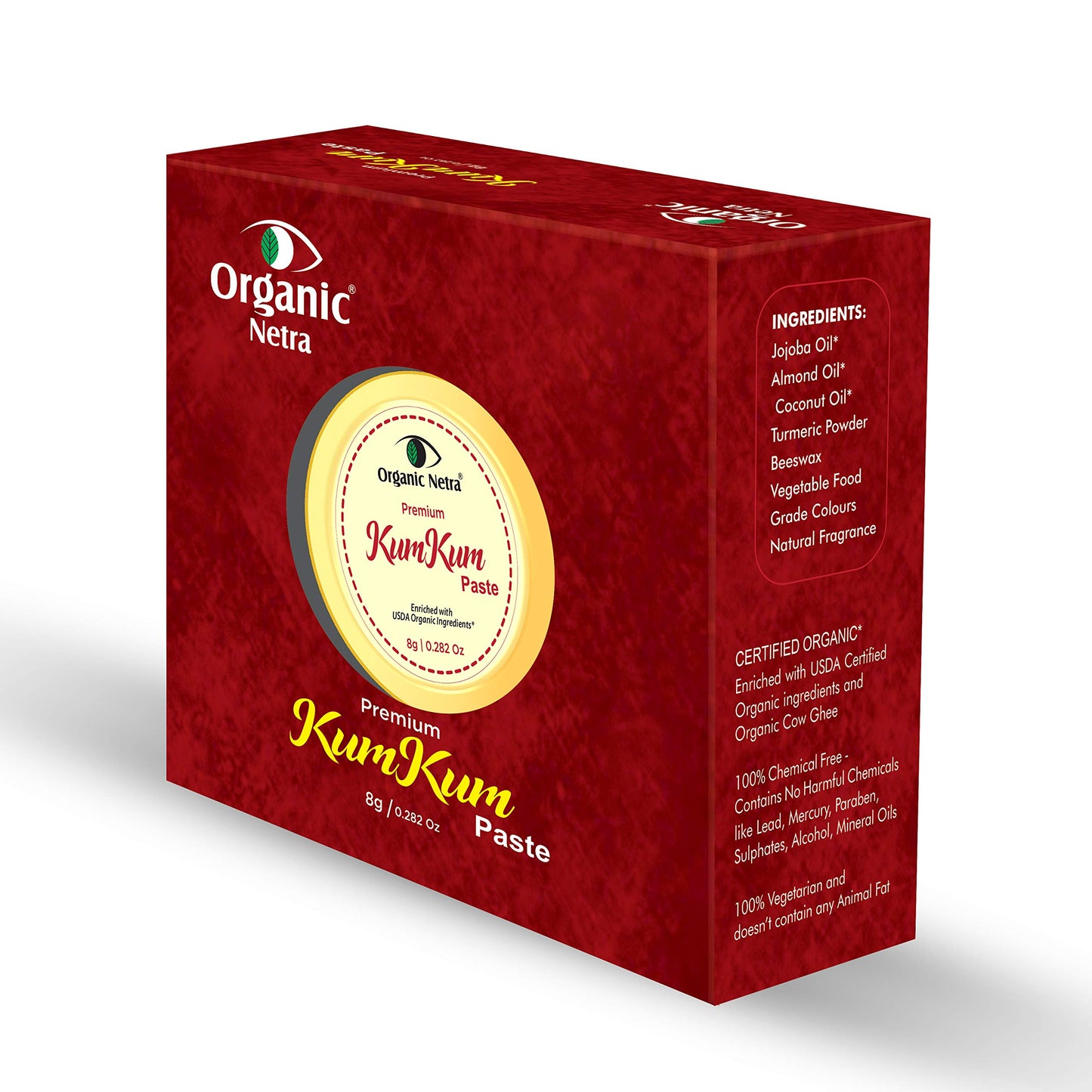 Organic Netra Sindoor/Kumkum Paste | Waterproof Long Lasting, Smudge Proof Sindoor | Pure and Natural Deep Maroon Colour, Long lasting | Enriched