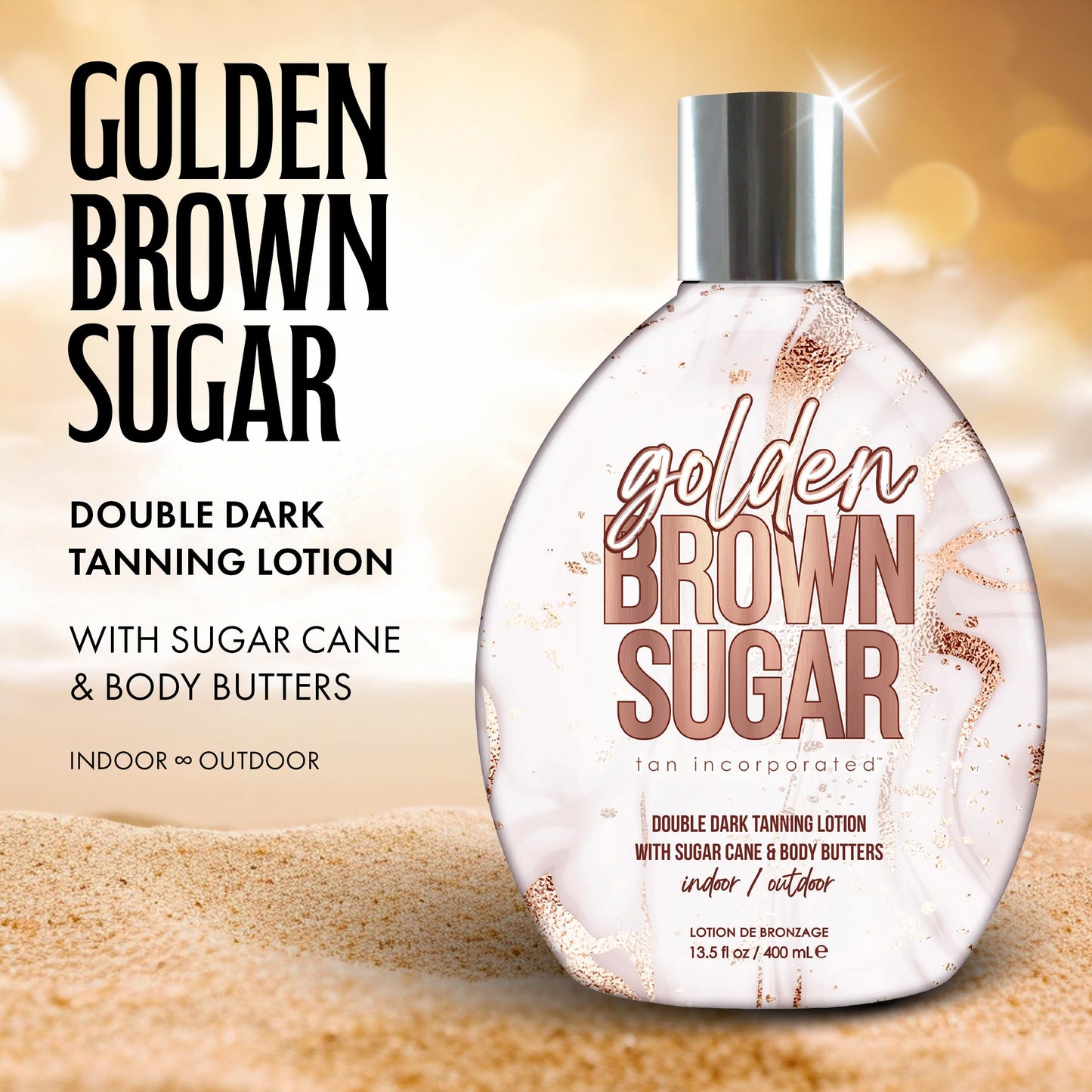 Brown Sugar Golden Brown Sugar Tanning Lotion, Step 2 Double Dark Bronzing Blend with Sugar Cane Extract, Carrot Oil & Body Butters, 13.5 Fl Oz