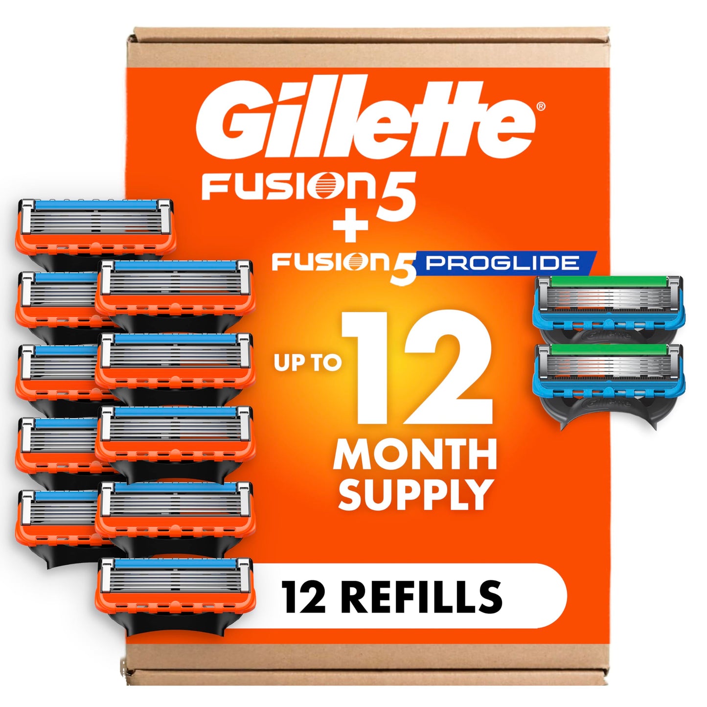 Gillette Fusion5 and ProGlide Men's Razor Blade Refills, 5-Blade Cartridges, Variety Pack, 12 Count Beauty and Personal Care Gillette Default Title