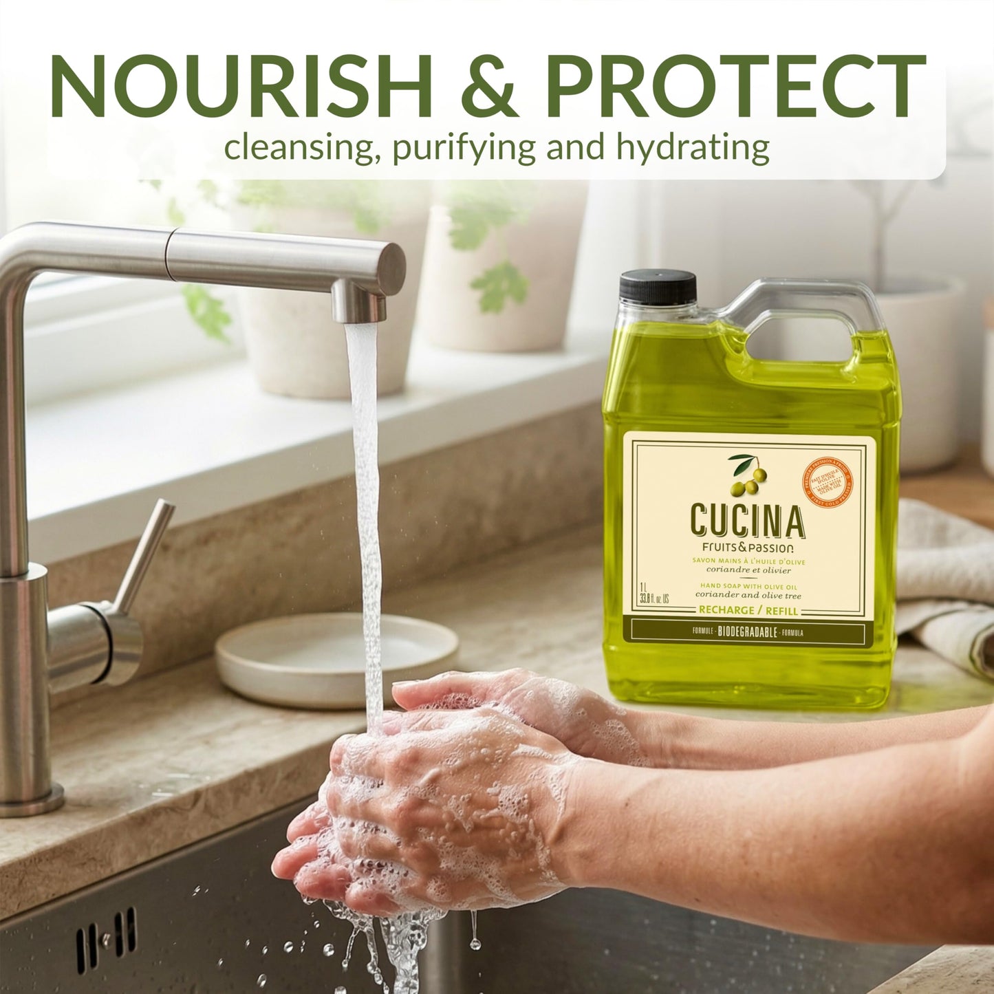 Cucina Coriander and Olive Tree 33.8 oz Purifying Hand Wash Refill