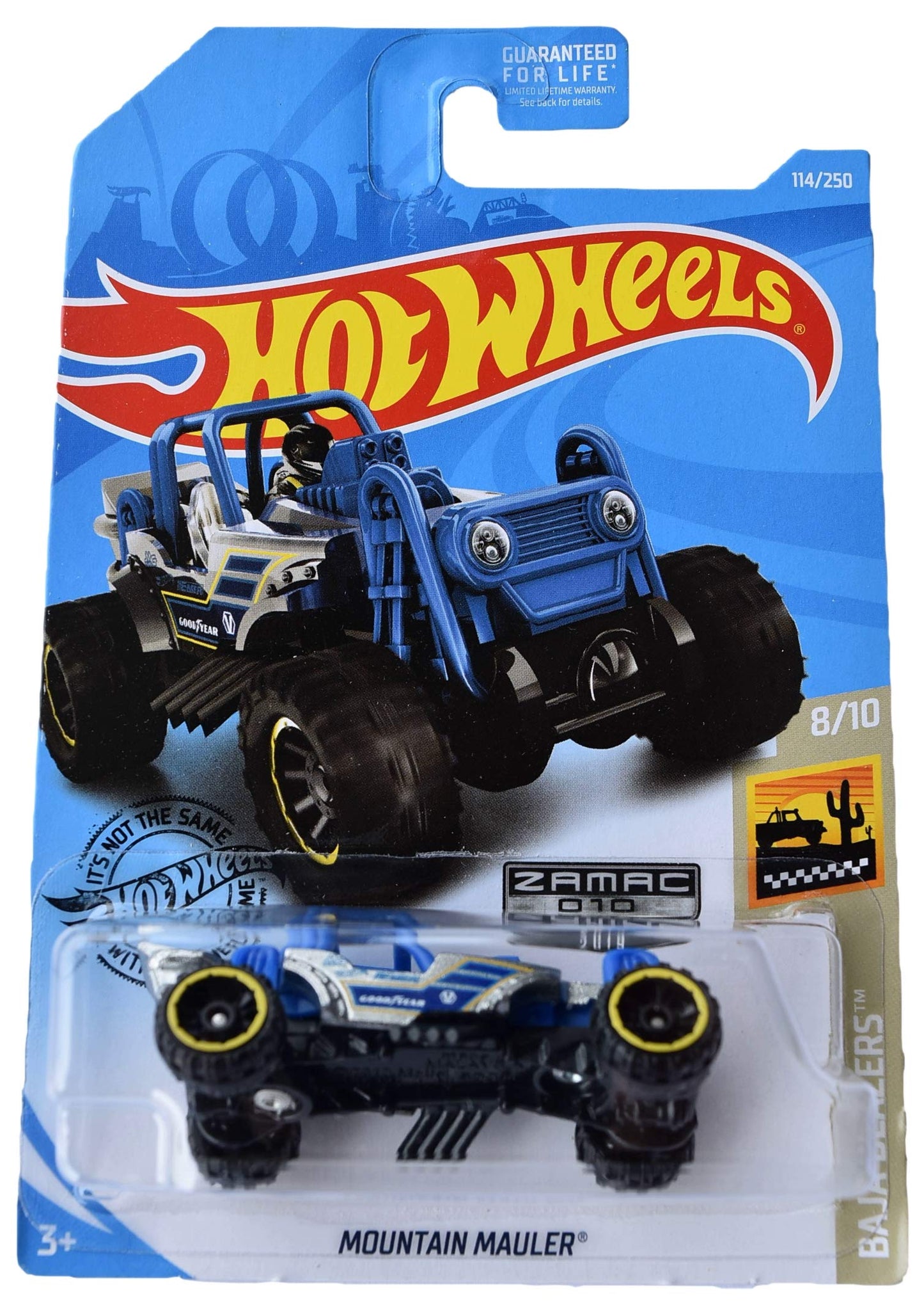 Hot Wheels Mountain Mauler 114/250, Baja Blazers 8/10 - Blue Truck - 1/64 Scale - Remote Control - Zamac Series