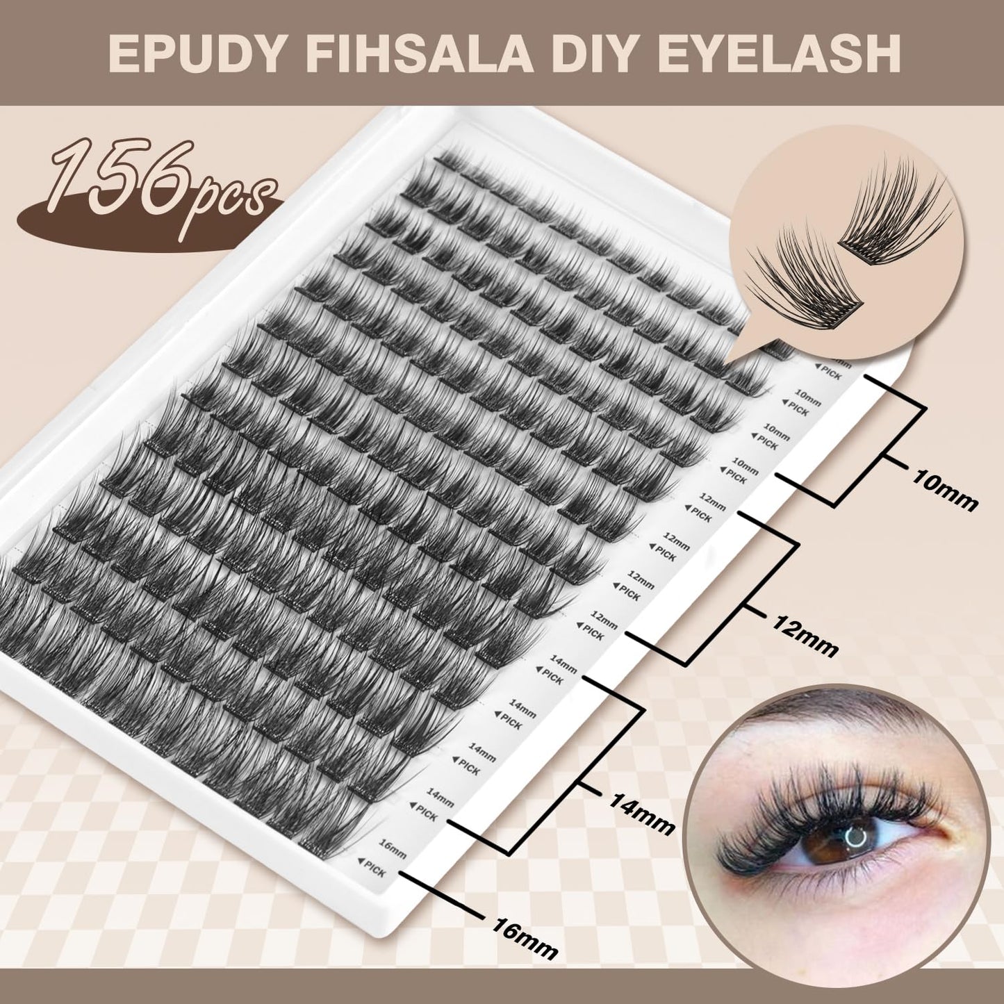 Wispy Self Adhesive Lash Clusters 156pcs Natural Lash Clusters No Glue Needed 10-16mm C Curl Lashes Extensions Pre-Glue Individual Lashes Super Thin Beauty and Personal Care EPUDY FIHSALA
