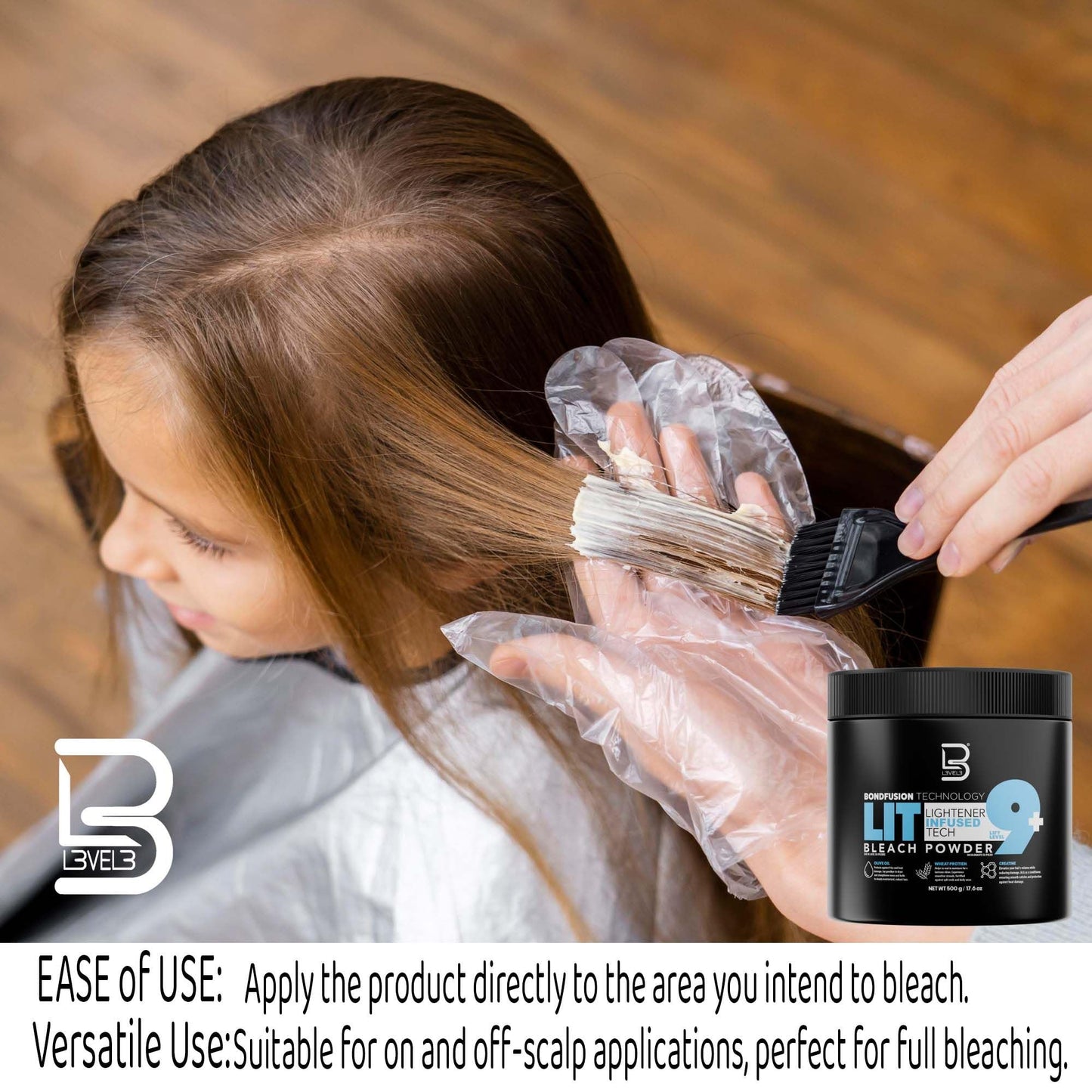 L3 - Level 3 BondFusion LIT Bleach Powder - Hair Lightener with Olive Oil and Wheat Protein to Protect and Fortify Hair - Create Highlights, Balayage