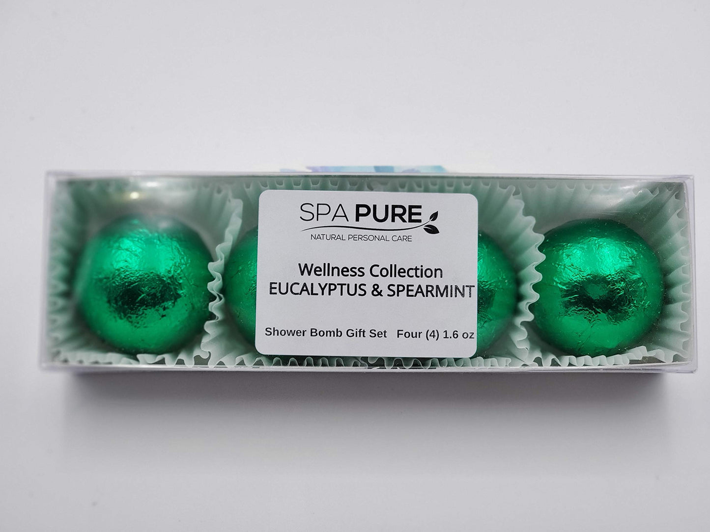 SPAPURE Wellness Collection Eucalyptus Spearmint - (4-Pack) Aromatherapy Fizzing Shower Bombs by Spa Pure