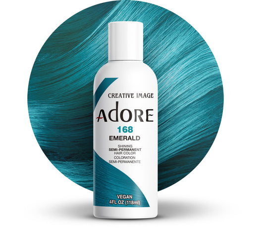 Adore Semi Permanent Hair Color (168 Emerald) | Vegan & Cruelty-Free Green Hair Dye | No Ammonia, No Peroxide, No Alcohol | 4 Fl Oz