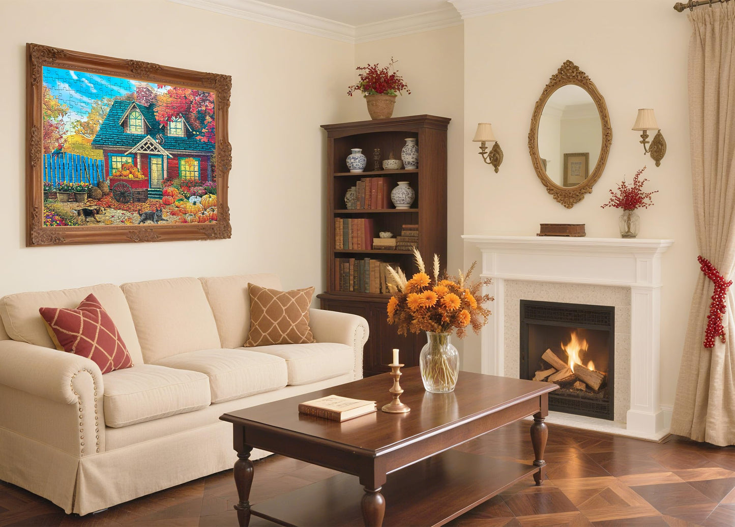 300 Piece Puzzles for Adults Large Piece - Fall Puzzle - Autumn Pumpkin Harvest