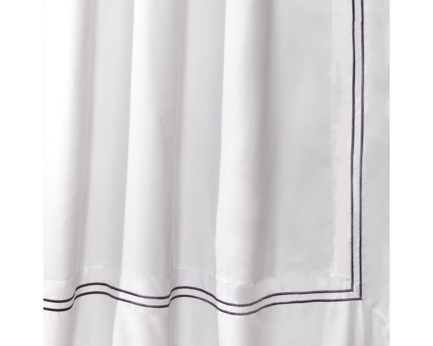 Lush Decor Hotel Collection Shower Curtain Fabric Minimalist Plain Style Bathroom Design, 72" x 72", White and Gray