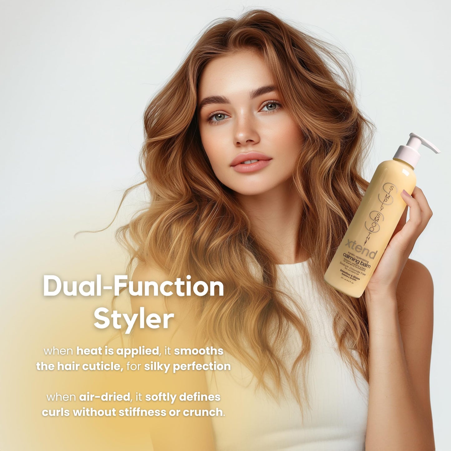 SIMPLY SMOOTH Xtend Keratin Replenishing Calming Balm Smoothing Or Curling Balm 1-Day Frizz Free Blowout Infused with Collagen To Repair Dry, Damaged