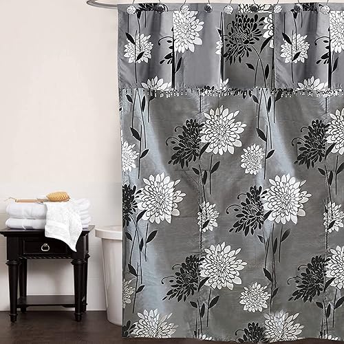 Popular Home The Erica Collection W-ATT VAL Shower Curtain, 70 by 72", Grey