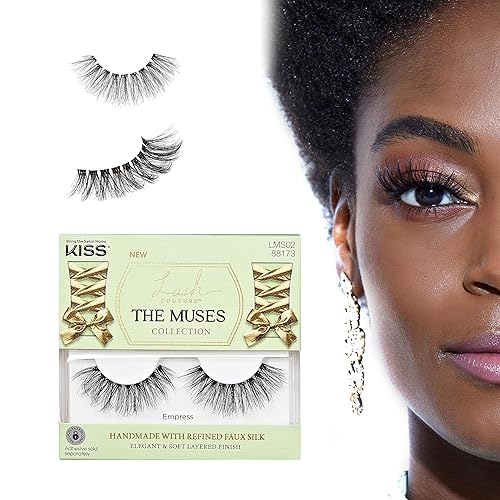 KISS The Muses, False Eyelashes, 'Empress', 16mm, Includes 1 Pair, Easy to Apply, Reusable Lash Clusters
