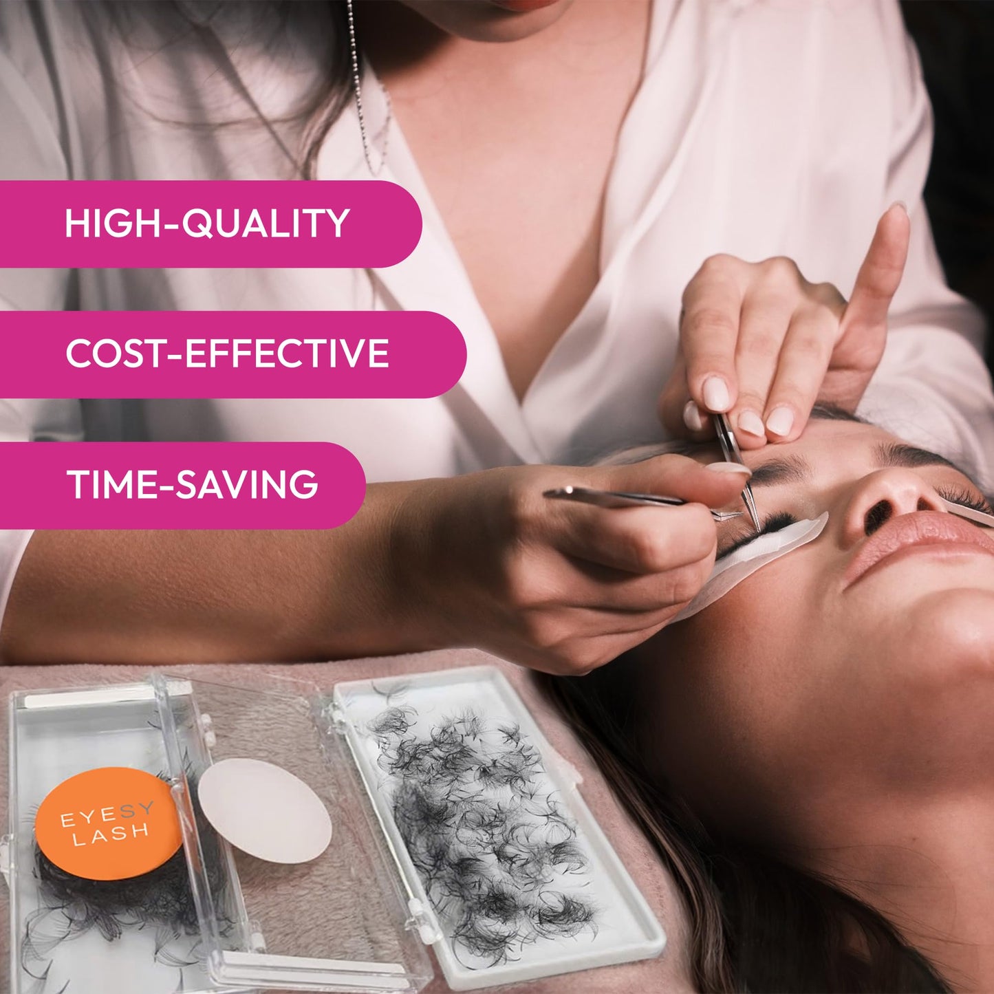 Eyesy Lash 500 Promade Fans - Volume Premade Lash Fans for Eyelash Extensions Pointy Base Handmade Loose Pre Made Eyelashes Middle Stem Soft Beauty and Personal Care Eyesy Lash