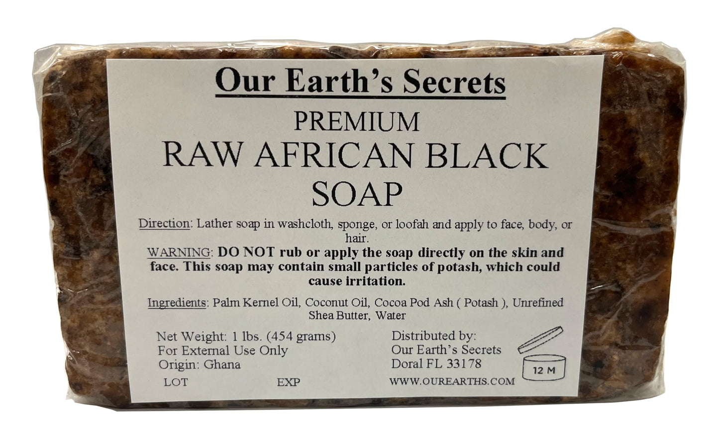 Our Earth's Secrets Raw African Black Soap, 1 lb. Beauty and Personal Care Our Earth's Secrets Default Title