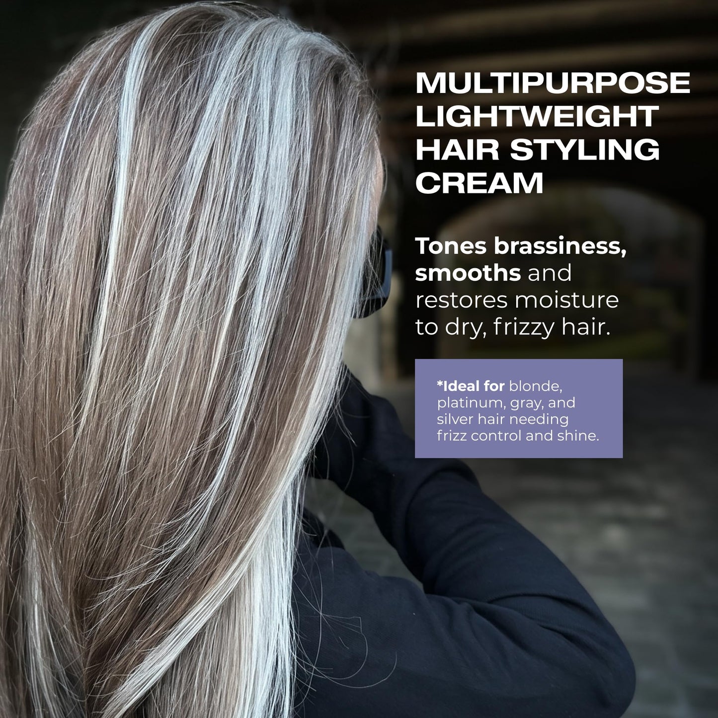 RUSK Deepshine PlatinumX Violet Lusterizer - Color Enhancing Styling Cream for Bleached Hair - Hair Styling Products for Brassiness, Frizz Control