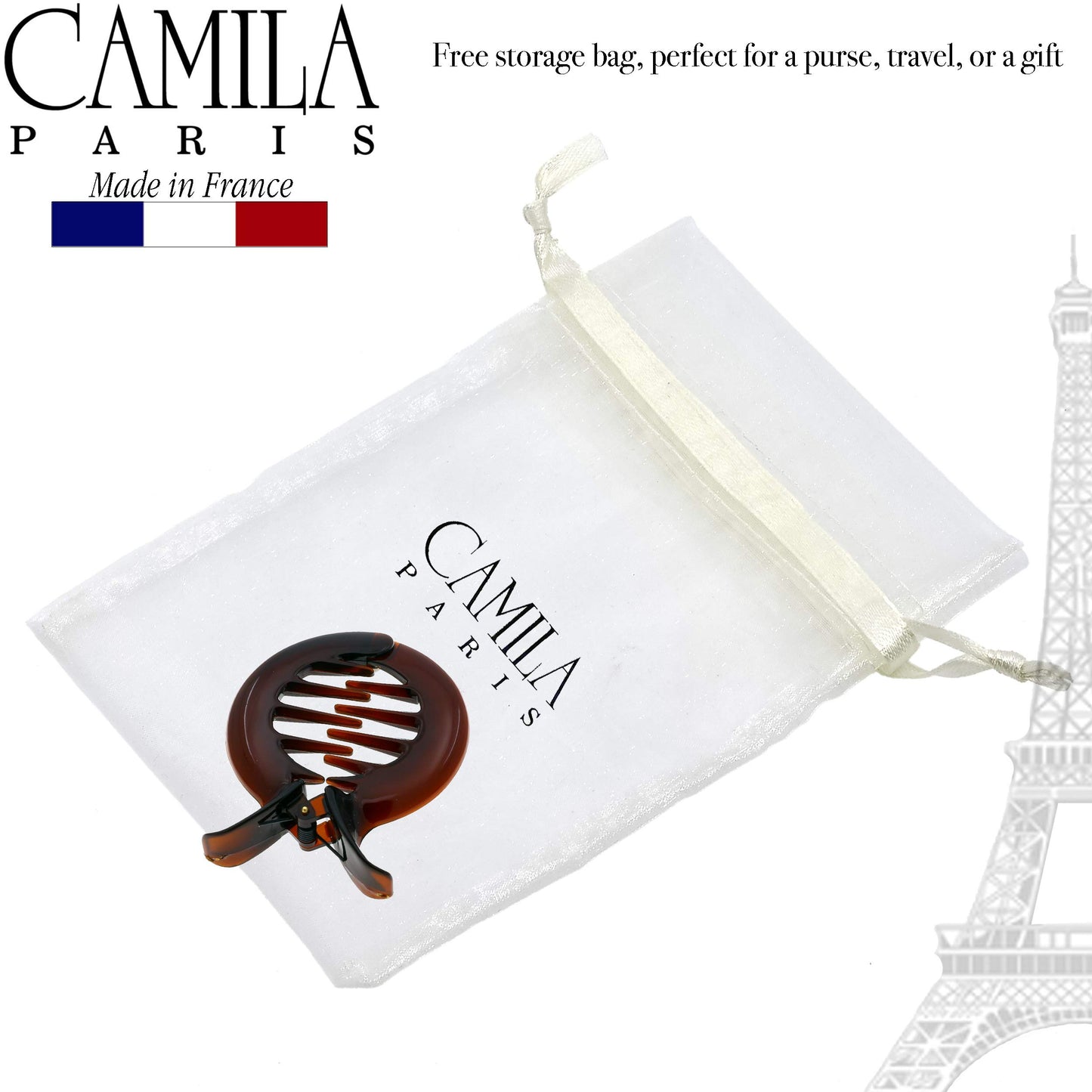 Camila Paris CP1362 French Hair Clip for Women, Girls Round Fish Hair Claw Clips Ponytail Holder Fashion Durable and Styling Hair Accessories