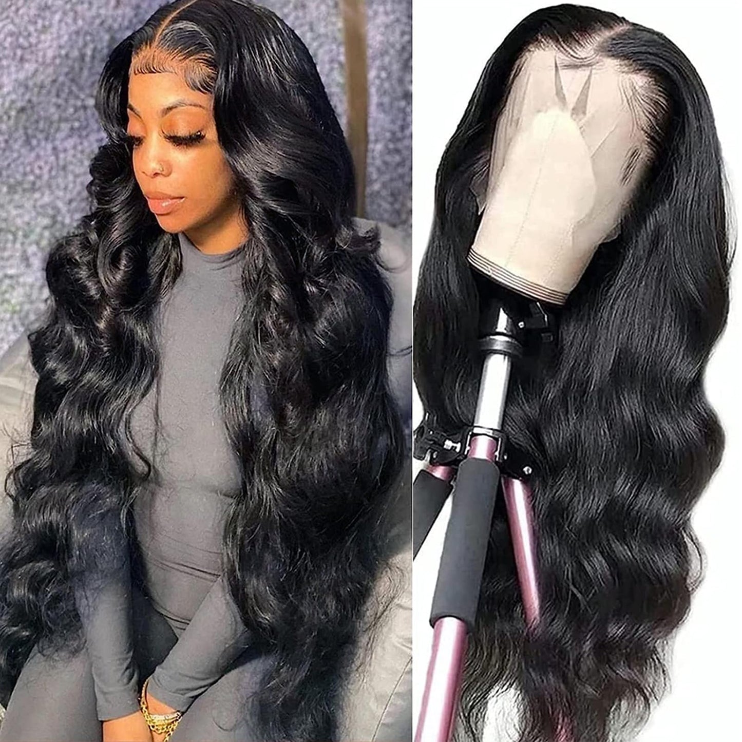 13x4 Body Wave Lace Front Wigs Human Hair Pre Plucked 200% Density HD Lace Frontal Wigs Human Hair 100% Real Human Hair Wigs No Synthetic Blend No